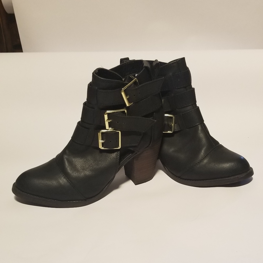 Mossimo Women's Faux Leather Buckle Booties